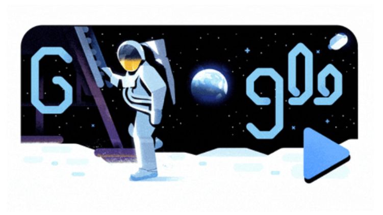 Google посвятил дудл 50-летию со дня высадки человека на Луну
