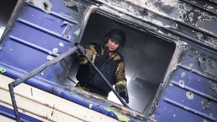 Поїзд після удару дрону Миколаївської області