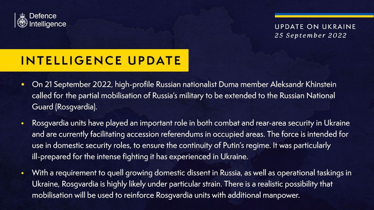 Британская разведка опубликовала свежую сводку о войне в Украине, посвятив ее роли Росгвардии в войне