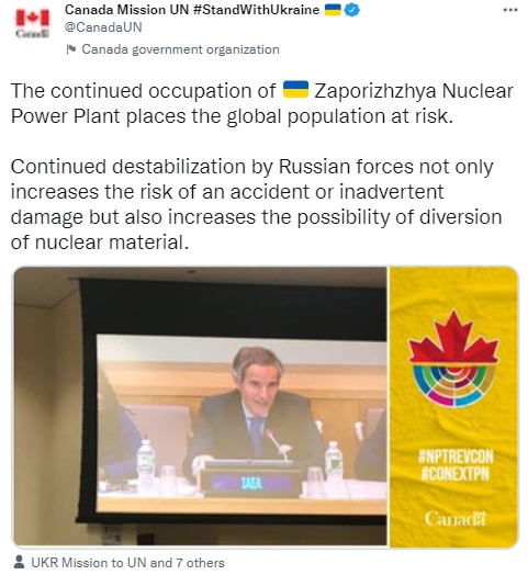 продолжение оккупации Запорожской АЭС подвергает риску население всего мира