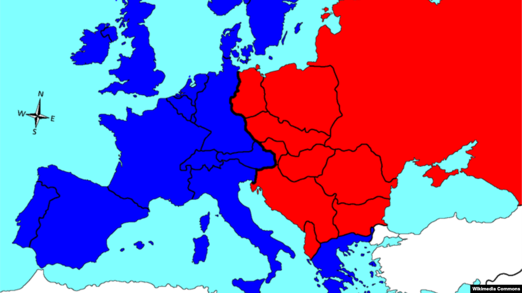 Карта Європи, поділена після Другої світової війни