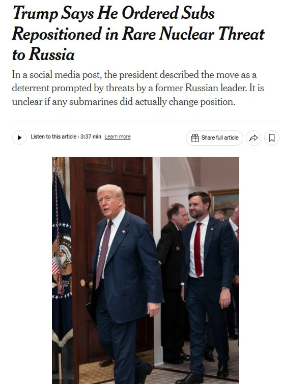 Журналісти NYT хочуть перевірити заяву Трампа про два атомні підводні човни