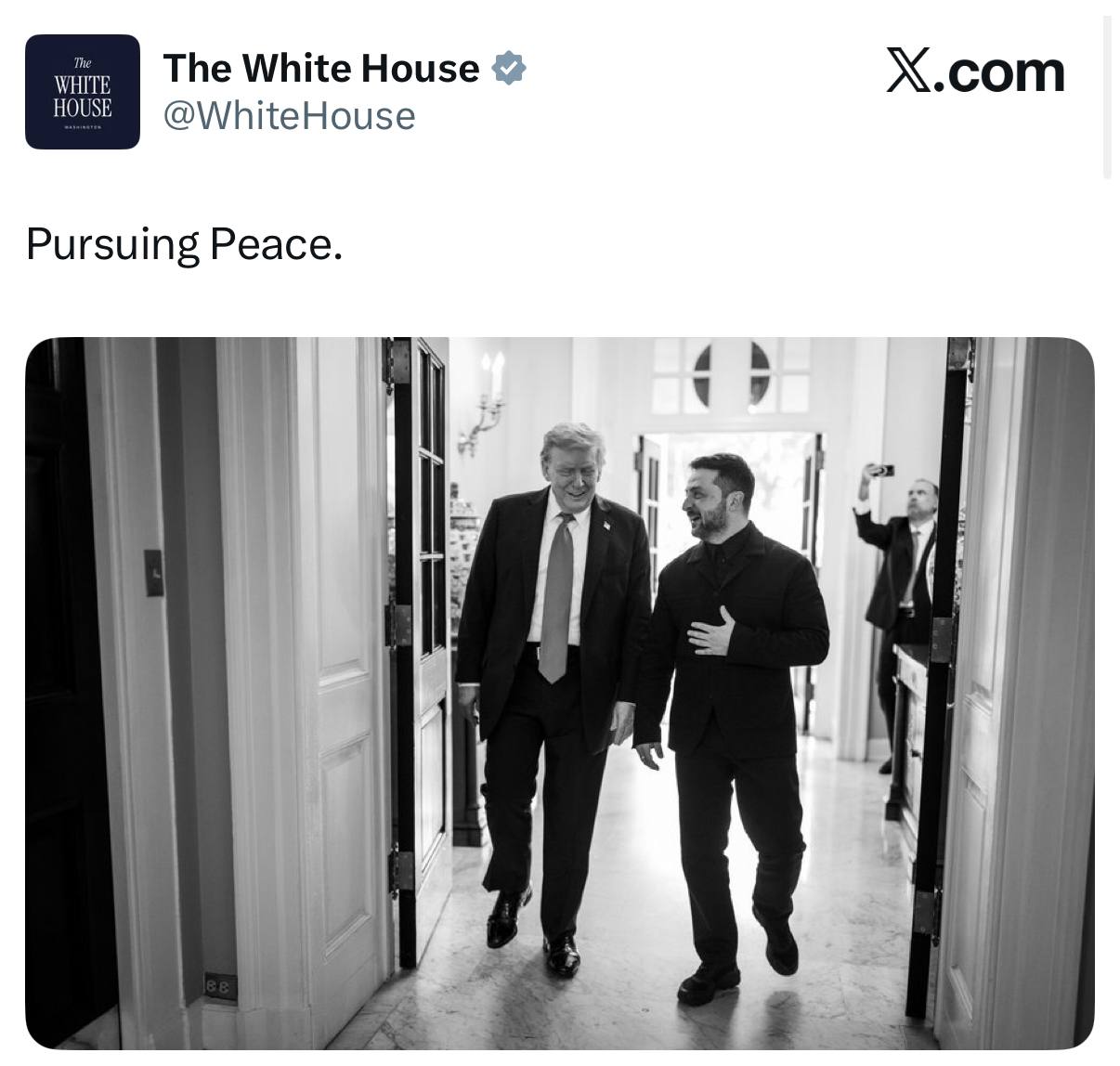 Белый дом опубликовал фотографию Трампа с Зеленским