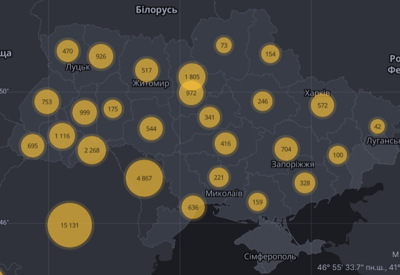 карта коронавируса 10 мая Украина