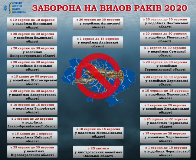 В Украине начался период запрета на ловлю раков. Фото: Госагентство рыбного хозяйства