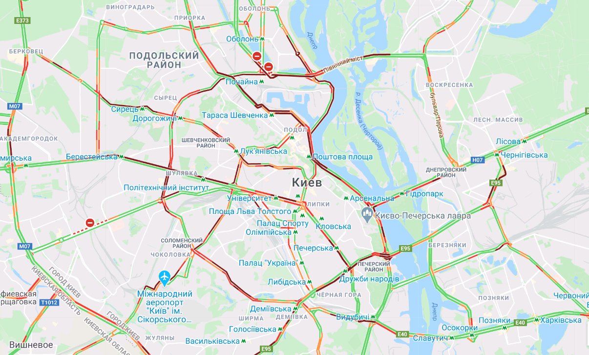 Карта пробок в Киеве