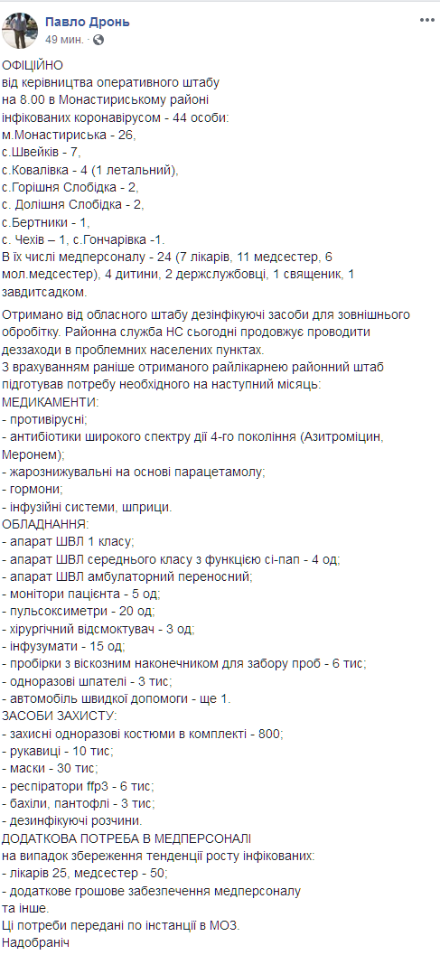 Скриншот: facebook.com/pavlo.dron.9