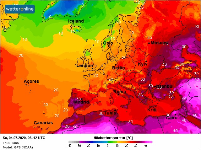 Выходные в Украине будут жаркими, а на западе и севере пройдут дожди. Карта: Faceboook/ Наталья Диденко