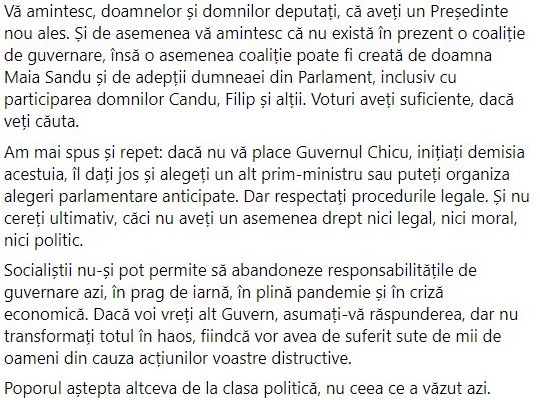 Додон прокомментировал блокировку трибуны в парламенте