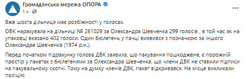 Обнаружены нарушения на участках округа 87. Скриншот из фейсбука Опоры