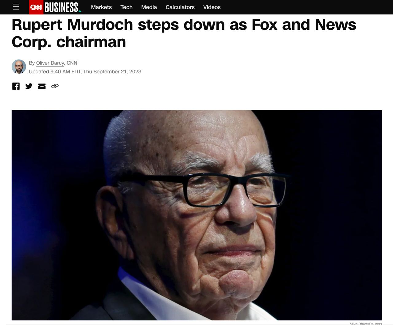 Руперт Мердок оголосив, що йде з посади голови Fox and News Corp.