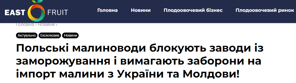 В Польше протестуют против ввоза малины из Украины