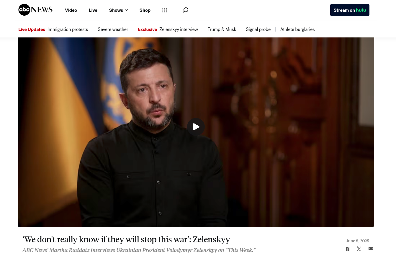 Снимок заголовка на abcnews.go.com