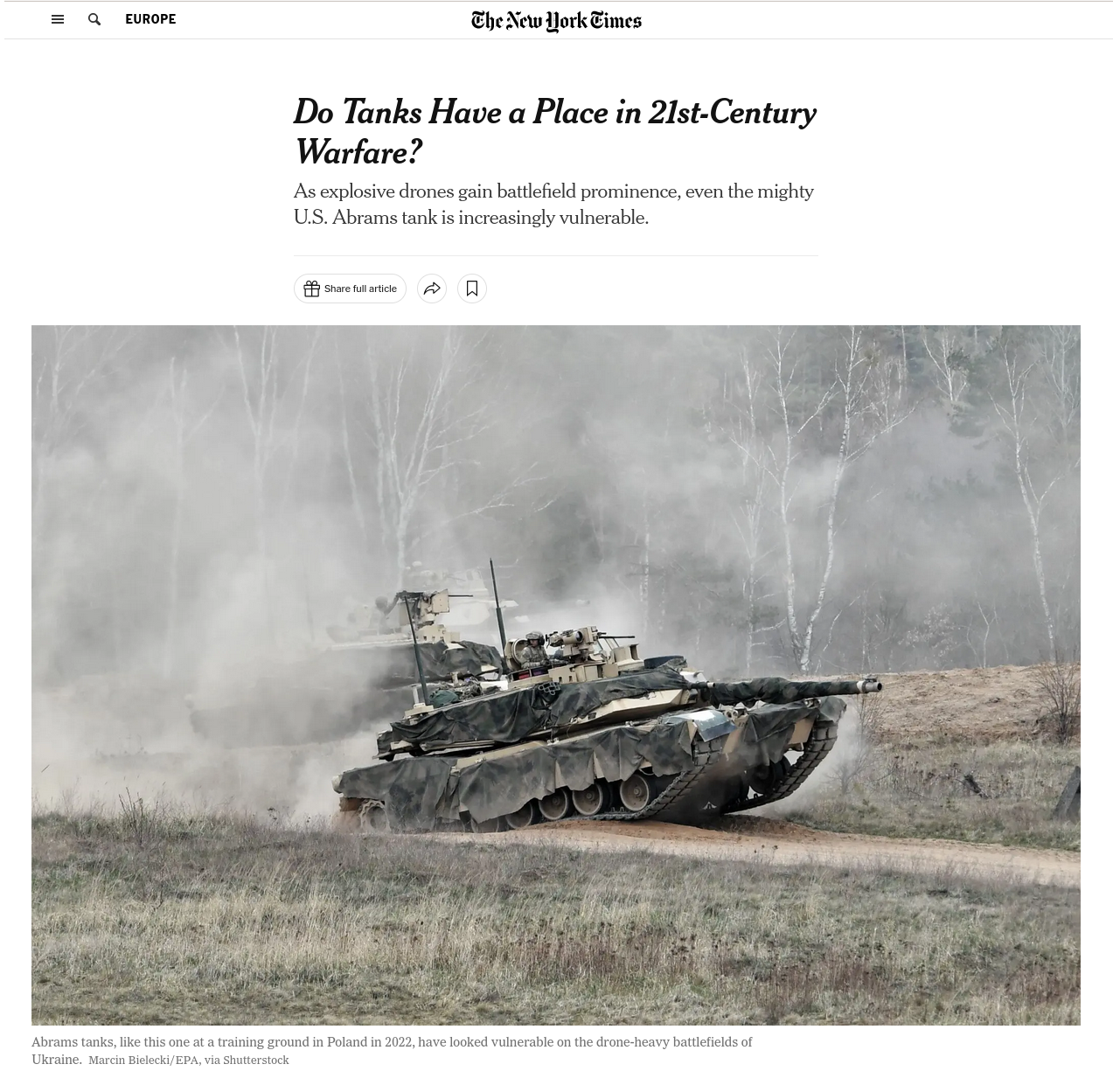 Снимок заголовка на nytimes.com