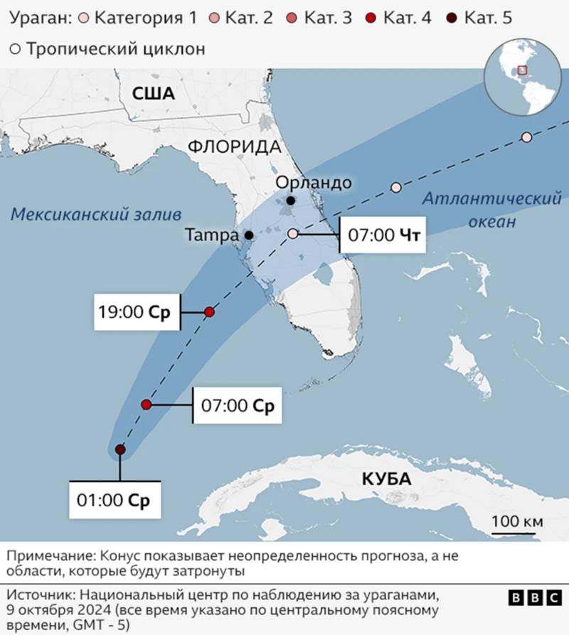 Карта руху урагану. Джерело - Телеграм