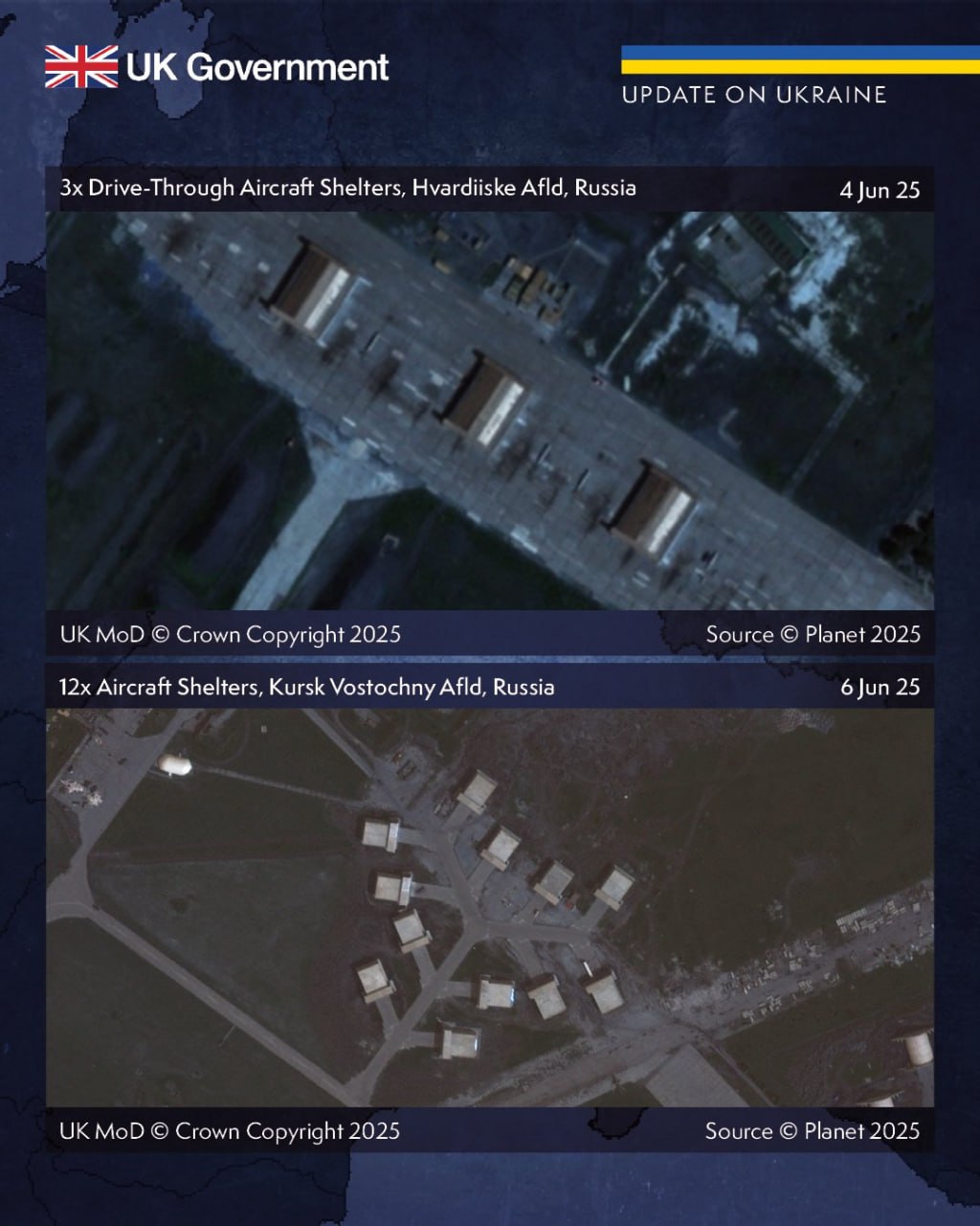 Спутниковые снимки. Источник - mod.uk