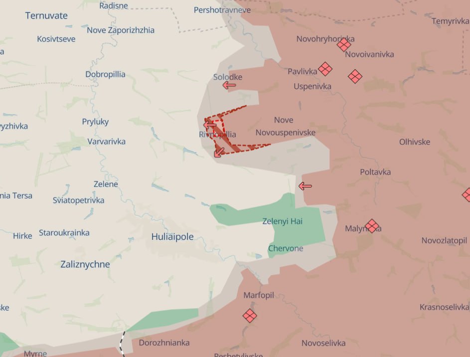 Карта бойових дій у Запорізькій області. Джерело - Deep State