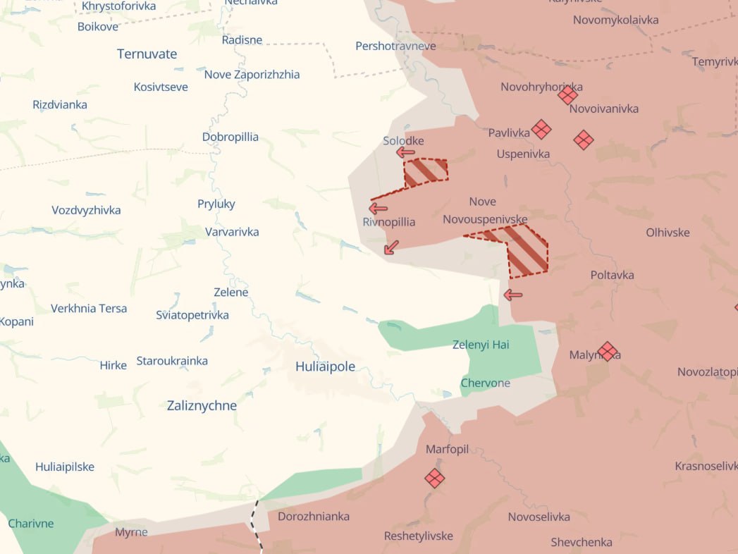 Карта боевых действий в Запорожской области. Источник - Deep State