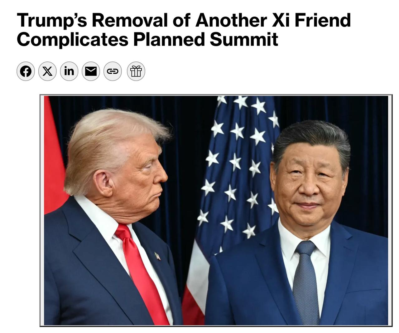 Снимок заголовка на bloomberg.com &ndash; Атака США на Иран ещё больше сблизит Китай с Россией