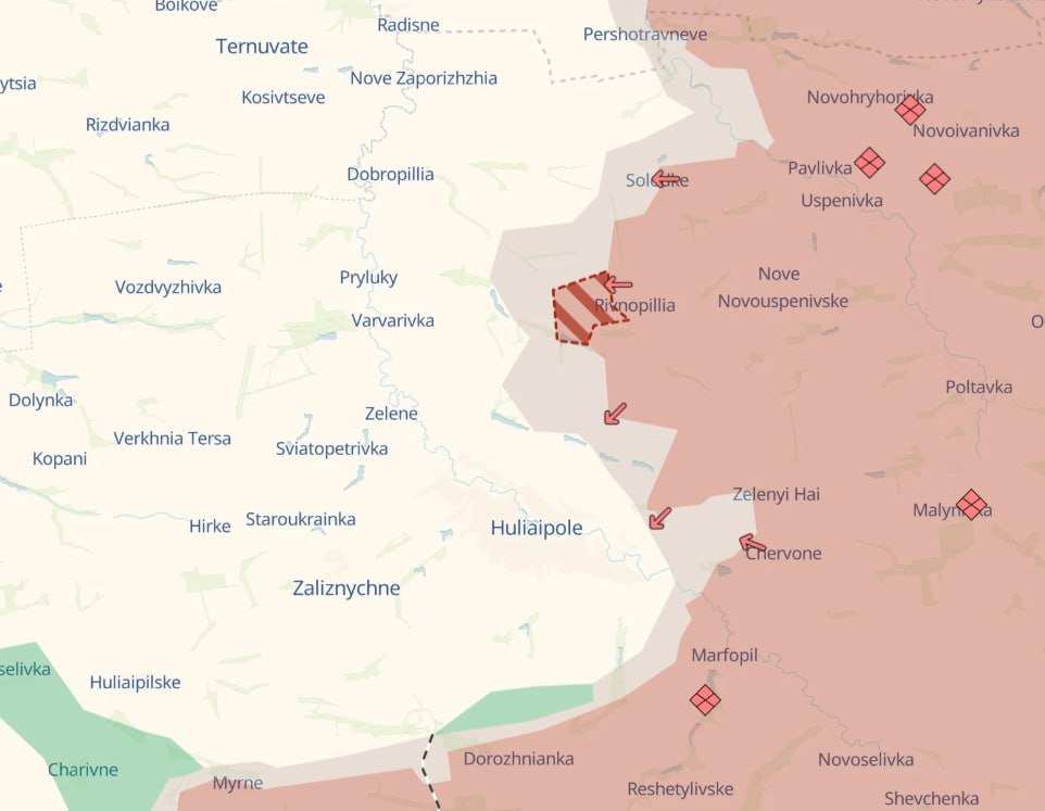 Гуляйполе - карта боевых действий. Источник - Deep State