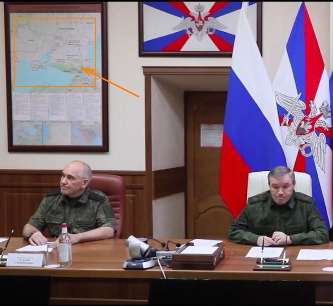 Карта на стіні у Генштабі РФ. Джерело - Телеграм