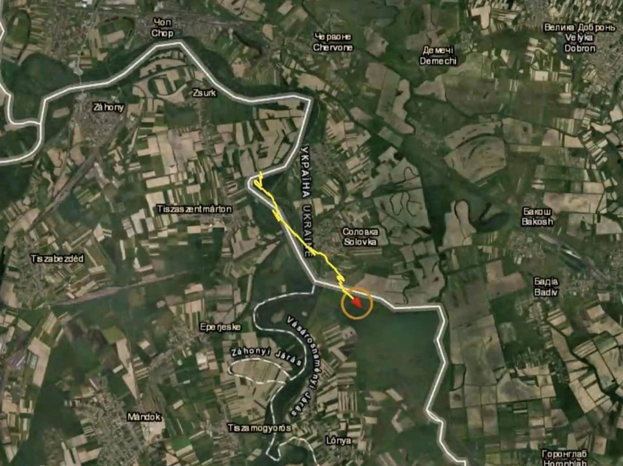 Карта переміщення дрону (2). Джерело - Генштаб ЗСУ