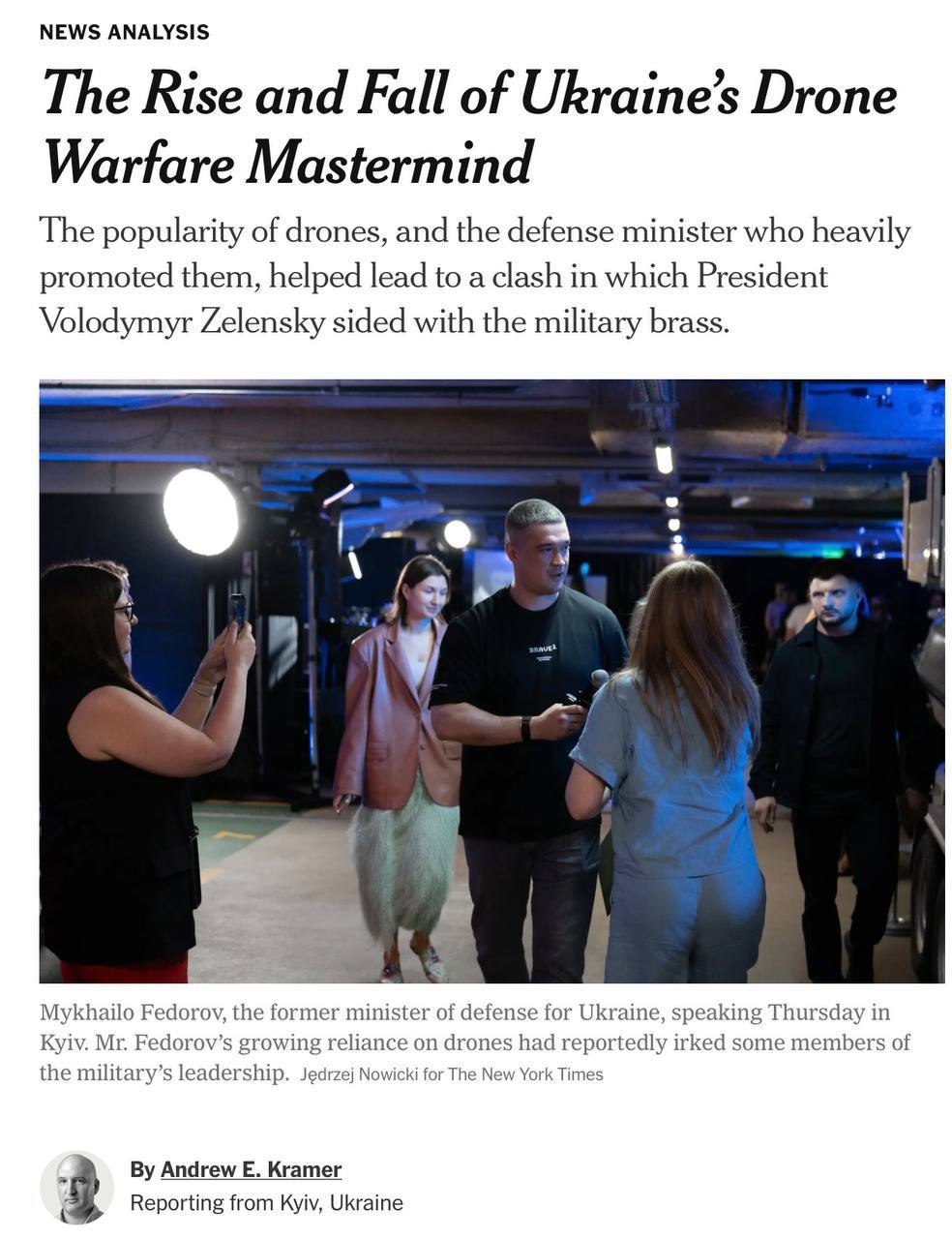 Снимок заголовка на nytimes.com &ndash; Западные СМИ критикуют Зеленского за увольнение Фёдорова