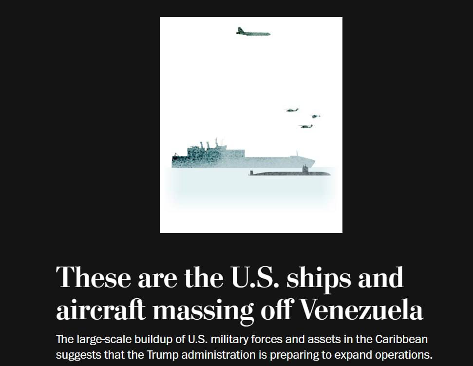 Знімок заголовка на washingtonpost.com - США стягують військову техніку до кордонів Венесуели