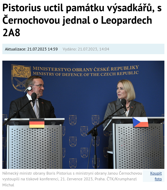 Скриншот с сайта České noviny