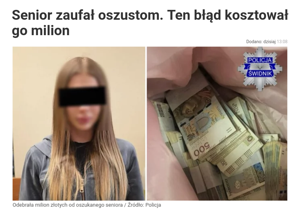 Снимок заголовка на wprost.pl &ndash; Украинка выманила у польского пенсионера почти 12 млн грн.