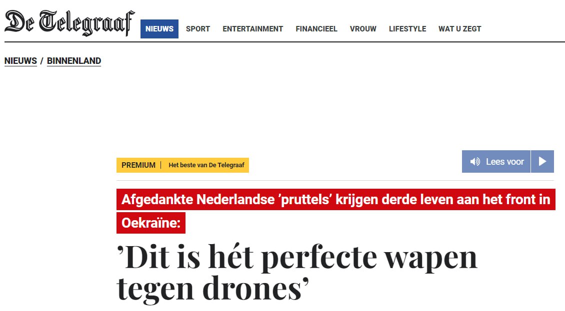 Снимок заголовка в De Telegraaf
