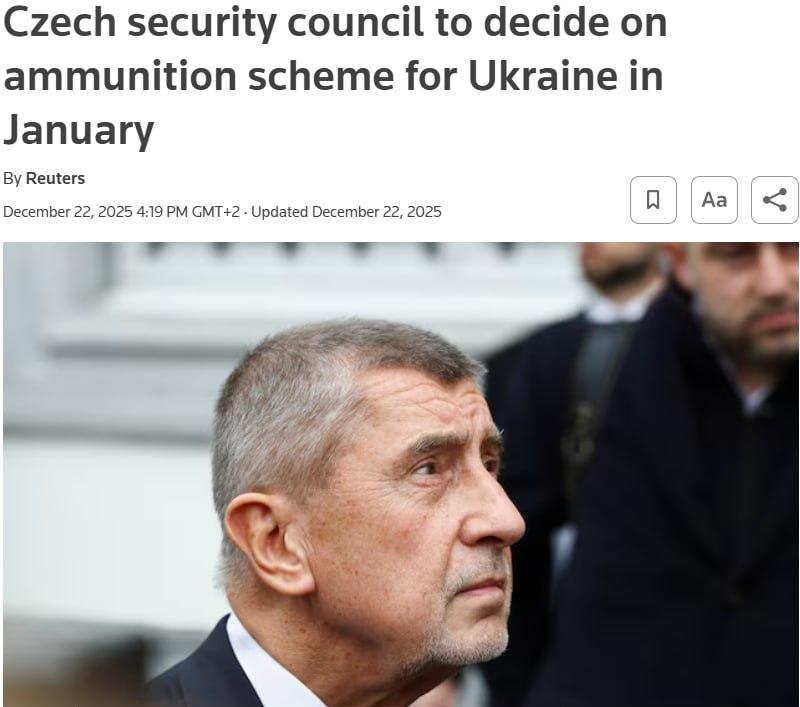 Знімок заголовка на Reuters.com - Чехія перегляне програму закупівлі снарядів для України