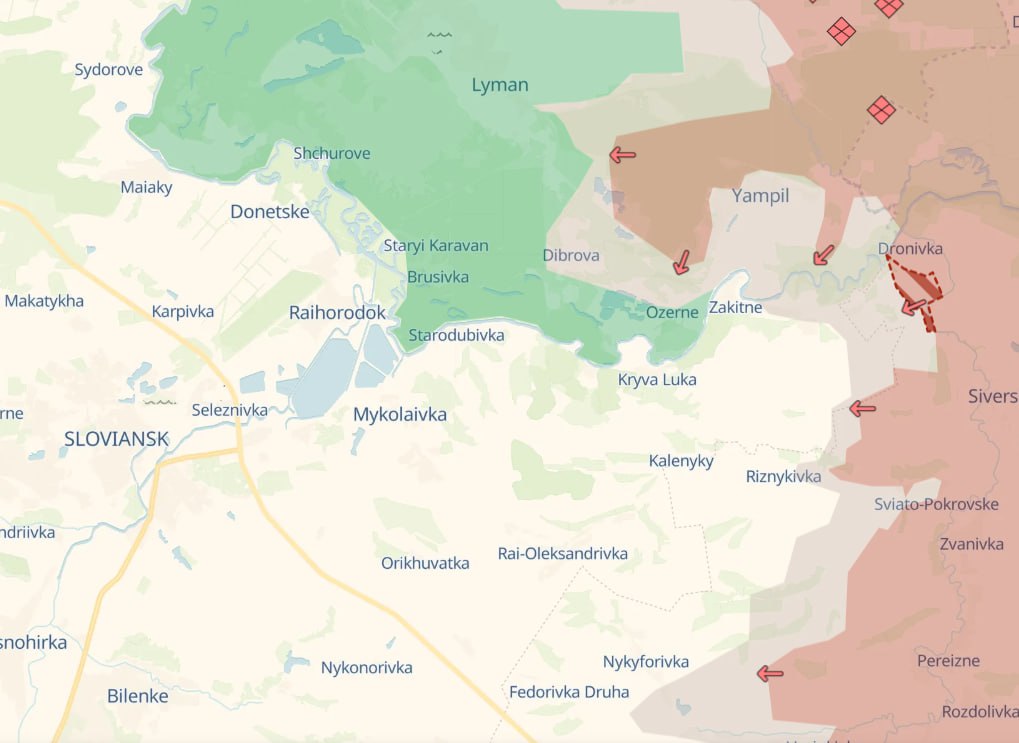 Славянское направление. Карта боевых действий. Источник - Deep State