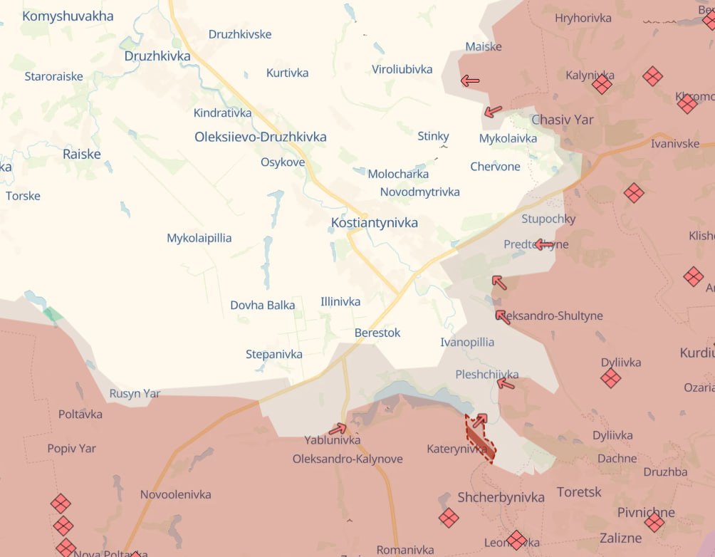 Константиновка. Карта боевых действий. Источник - Deep State