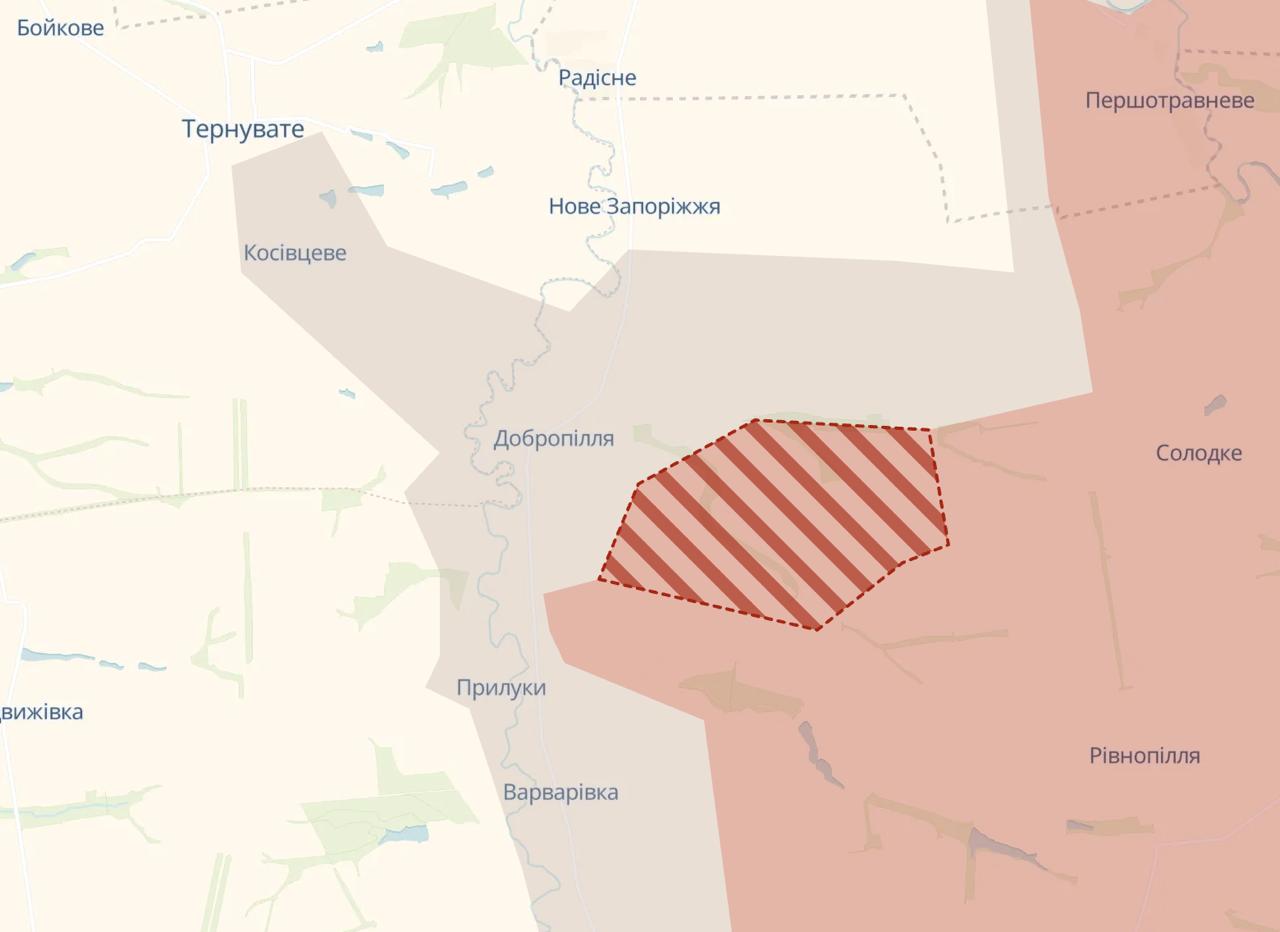Добропілля. Карта бойових дій. Джерело - Deep State